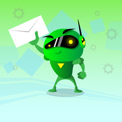 Poster - robot hold envelope email inbox message business