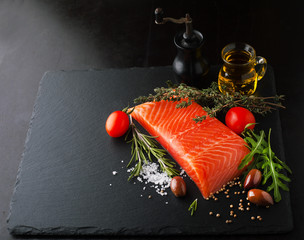 Sticker - Fresh salmon with spices, herbs, rosemary and olive oil