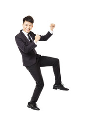 Wall Mural - happy  young business man with successful gesture