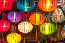 Paper Lanterns On The Streets Of Old Asian Town