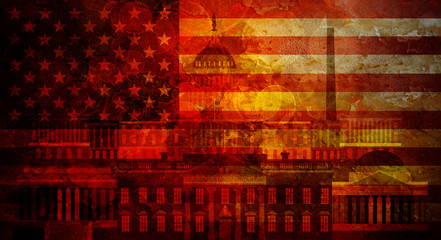 Wall Mural - Washington DC Grunge Texture US Flag Illustration