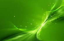 Green Abstract Background With Mesh And Curled Shape And Glittering Effect
