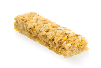 Muesli bar with apple, nuts and sugar