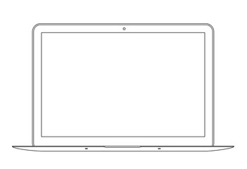 Poster - Outline drawing laptop. Elegant thin line style design. Vector illustration.