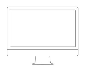 Poster - Outline drawing PC monitor. Elegant thin line style design. Vector illustration.