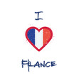 I love France t-shirt design. France flag in the shape of heart