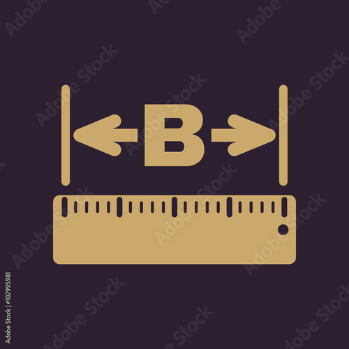 Fotografering The width icon. Measurement and ruler symbol. Flat