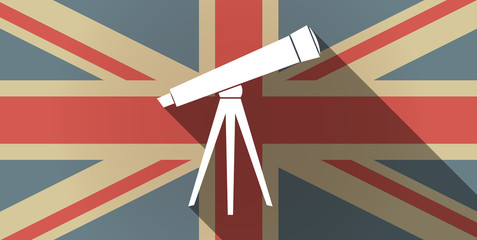 Canvas Print - Long shadow UK flag icon with a telescope