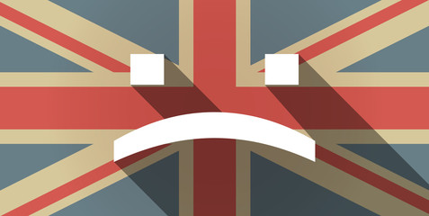 Canvas Print - Long shadow UK flag icon with a sad text face