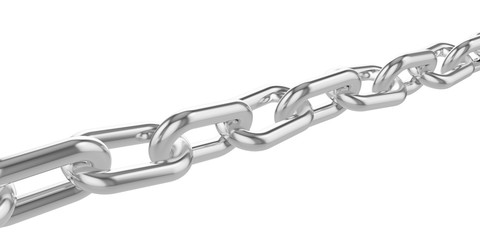 Poster - Chrome chain isolated on white background.