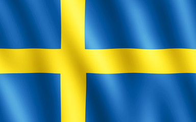 Wall Mural - Flag of Sweden waving in the wind