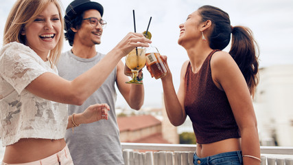 Wall Mural - Woman partying with her friends