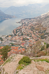 Wall Mural - View of Kotor from St John castle, Montenegro