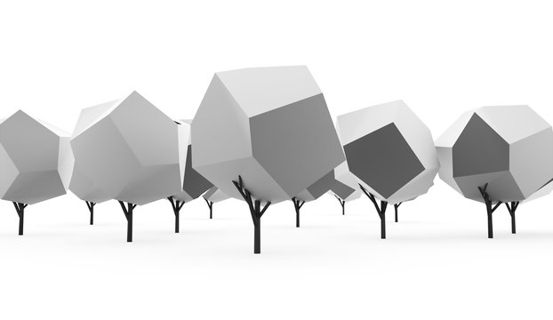 Abstract trees concept rendered on white background isolated
