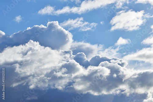 Plakat na zamówienie classic cloudscape. Blue sky with ornamental clouds