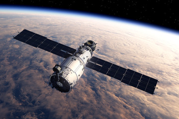 Wall Mural - Space Station Orbiting Earth