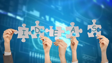 Poster - Hands holding puzzle pieces