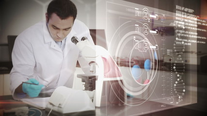 Poster - Scientist looking in a microscope