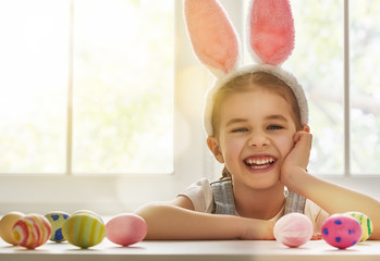 Wall Mural - girl wearing bunny ears