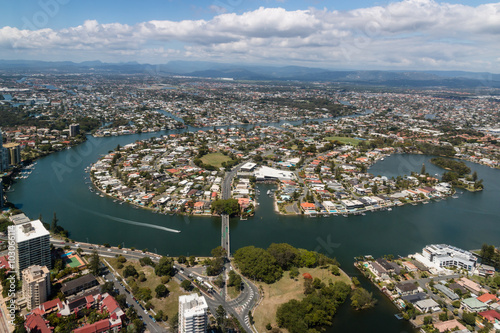 Valokuva aerial view of suburb at Gold Coast, Queensland, Australia