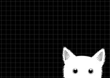White Cat Grid Background Vector Illustration