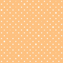 Orange Cream Star Polka Dots Background Vector Illustration