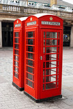 Fototapeta Londyn - Classical red telephone booth in Covent Garden in London