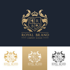 luxury royal crest logo template design for hotel and fashion brand identity.