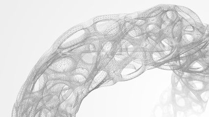 Poster - abstract 3d geometry rendered with visible edges, wired 3d model