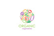 Healthy Organic eco vegetarian food Logo fresh farm vegetables