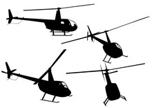 Silhouette Of A Large Helicopter On A White Background