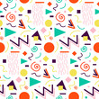 © me4light - Seamless geometric vintage pattern in retro 80s style, memphis. Ideal for fabric design, paper print and website backdrop. EPS10 vector file.