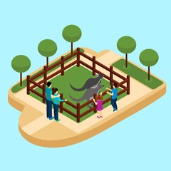 Canvas Print - Zoo Isometric Illustration 