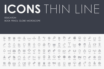 Poster - education Thin Line Icons