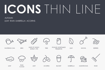 Sticker - autumn Thin Line Icons