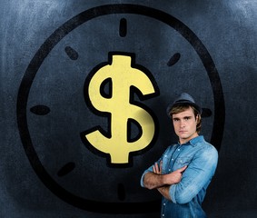 Aufkleber - Composite image of serious hipster crossing his arms