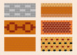 Different color and pattern of the brick laying.  All objects are grouped. Vector. Horizontal