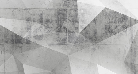 Wall Mural - chaotic 3d polygonal pattern on concrete wall