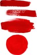 Set of vector abstract red paint brush strokes