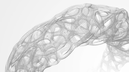 Poster - abstract 3d geometry rendered with visible edges, wired 3d model