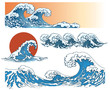 © K3Star - Waves in japanese style. Sea wave, ocean wave splash, storm wave. Vector illustration