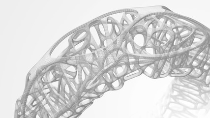 Poster - abstract 3d geometry rendered with visible edges, wired 3d model