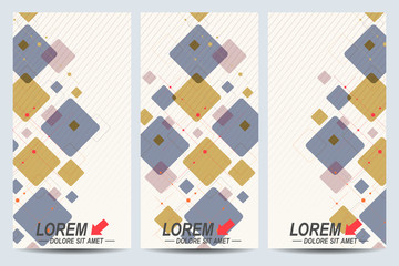 Poster - Set of the vector flyers. Background with colorful scuares . Modern stylish design