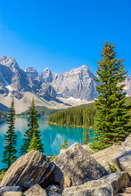 Majestic Mountain Lake In Canada.