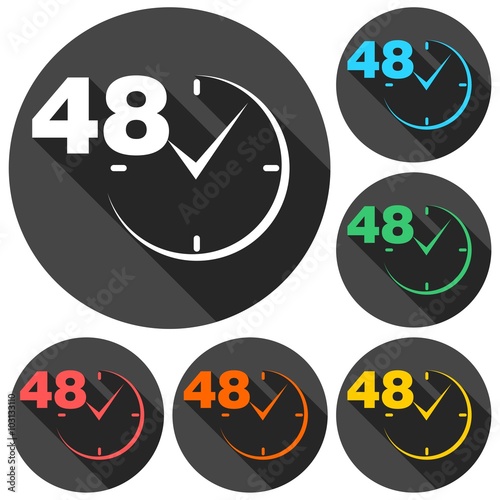 Fényképezés 48 hours circular icons set with long shadow