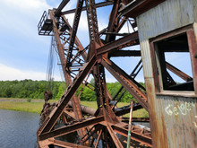 Industrial Ship Exterior With Rusty Metal Girders - Landscape Color Photo
