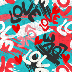 Wall Mural - Valentines Day seamless vector pattern graffiti