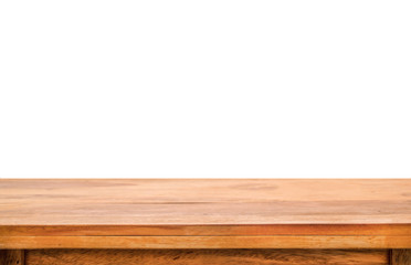 Wall Mural - empty wooden table for product placement or montage with focus to the table top in the foreground, w