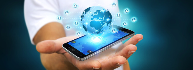 Poster - Businessman using social network