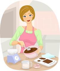 Wall Mural - Girl Making Sweets Chocolate